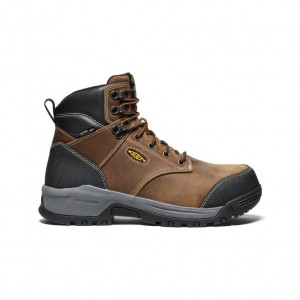 Brown Black Men Keen Evanston 6" Waterproof INT MET Work Boots | LNZ6686QR