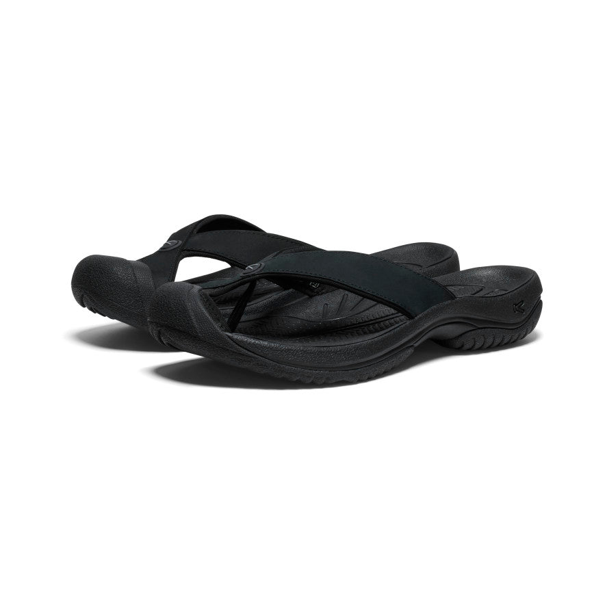Black Men Keen Waimea Leather Flip Flops | VGH2722GV