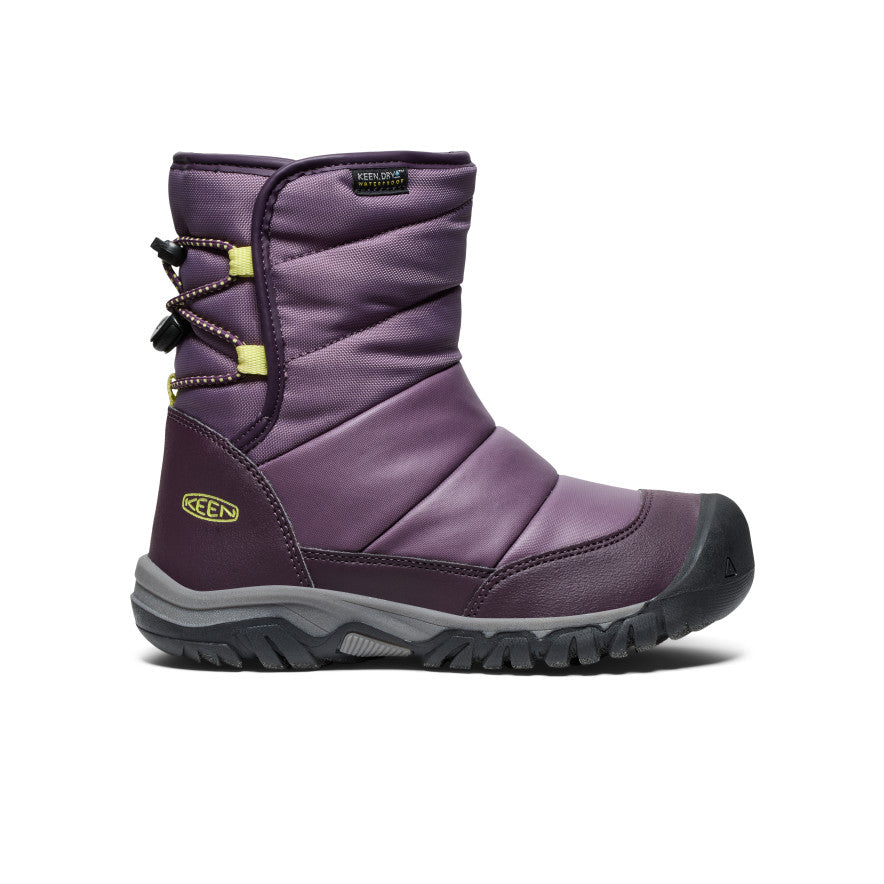Black Purple Green Big Kids\' Keen Puffrider Waterproof Winter Snow Boots | GGM598NQ